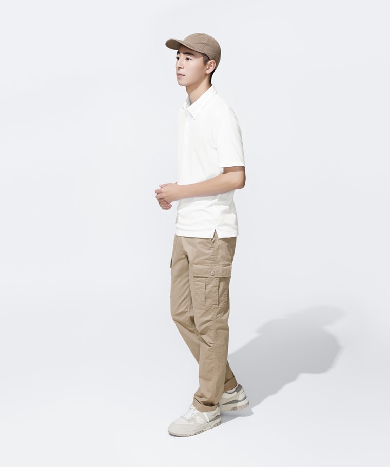 輕型棉質直筒工裝長褲-男