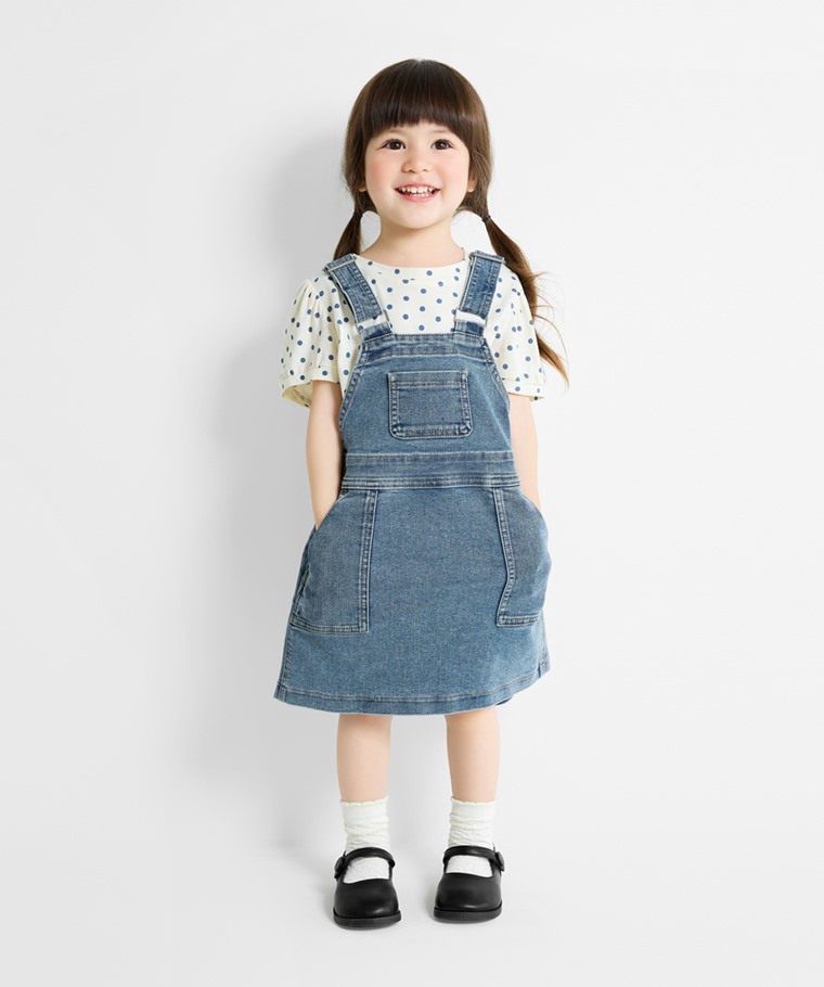 牛仔吊帶裙-童