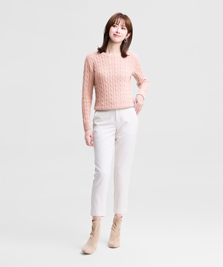 麻花圓領毛衣-女