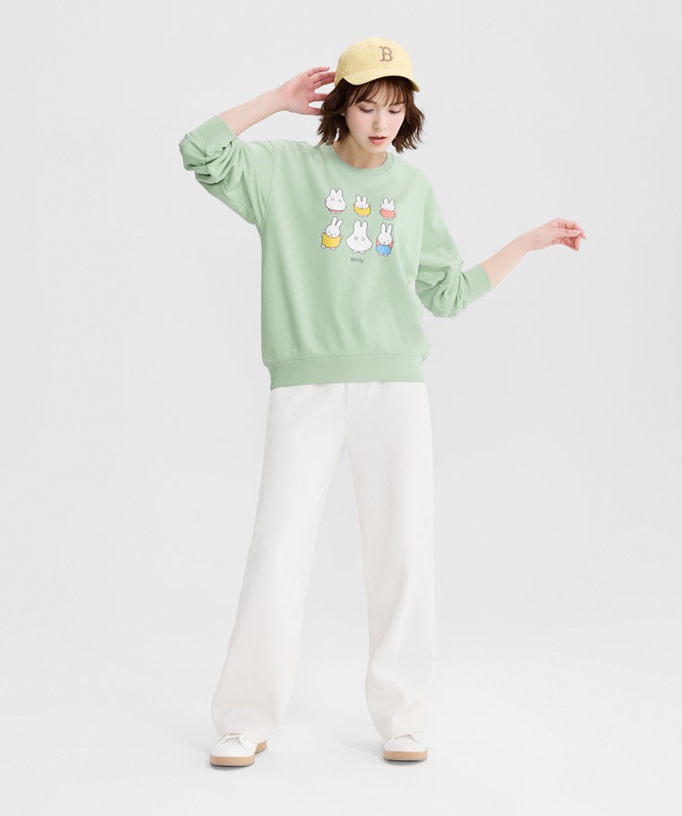 Miffy毛圈寬版印花圓領衫-02-女
