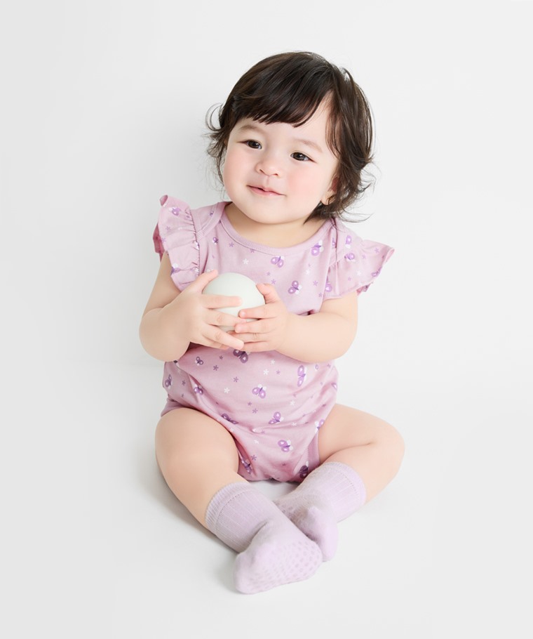 純棉荷葉袖印花包臀衣-Baby