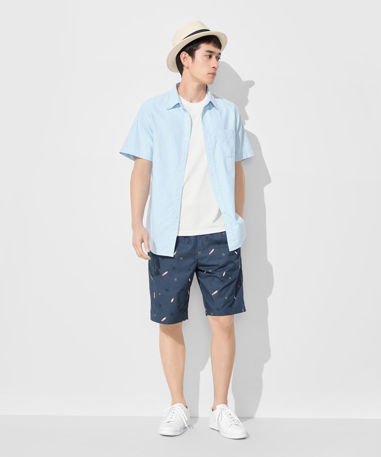 牛津短袖襯衫-男