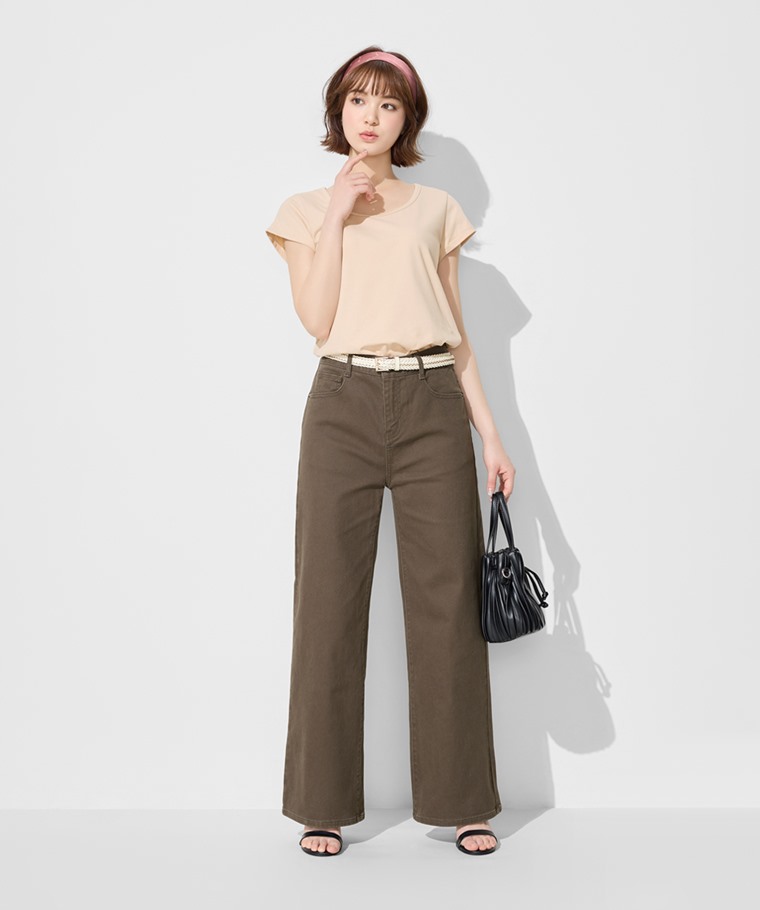 彈力大圓領短版T恤-女