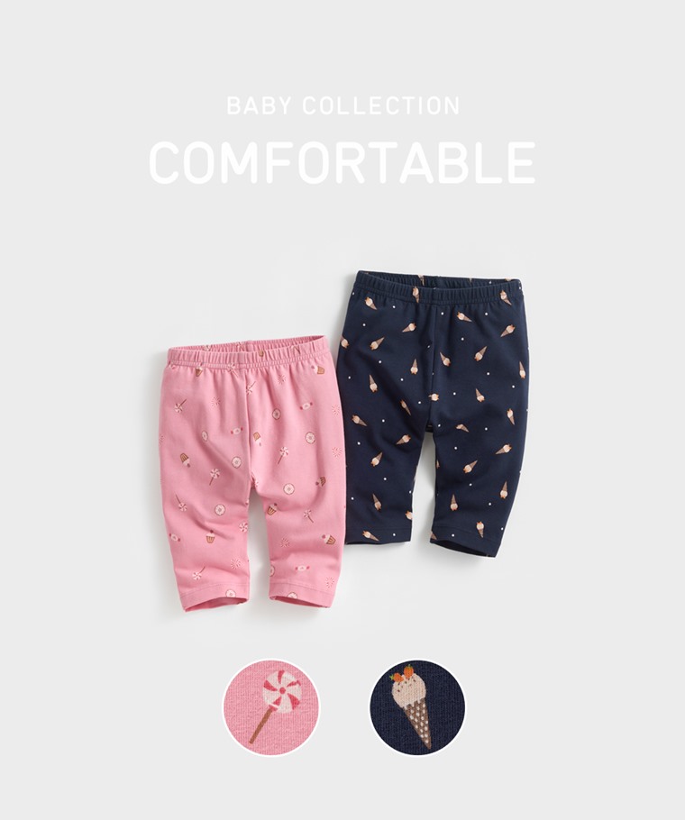 彈力甜點印花七分內搭褲-Baby