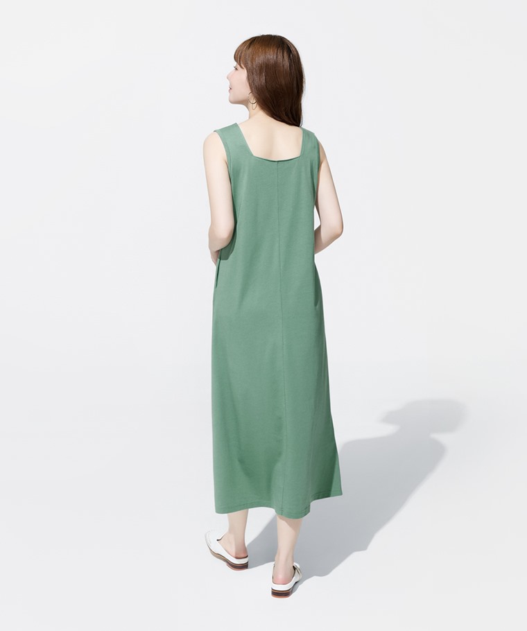 莫代爾方領背心長洋裝-女