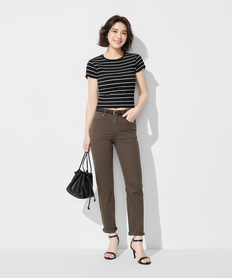 多色修身直筒九分牛仔褲-女