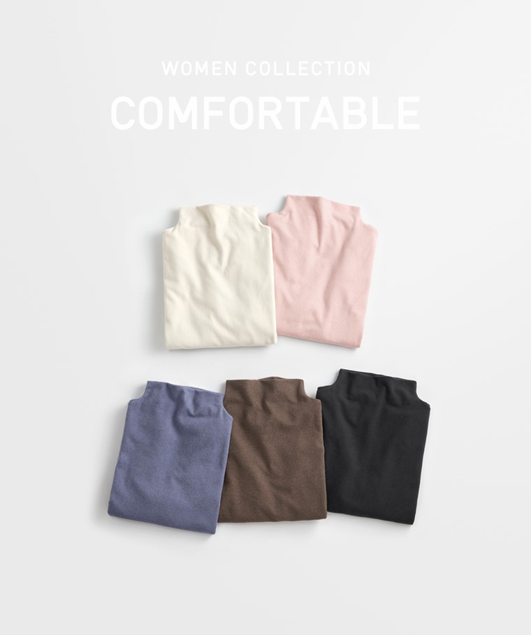 秋冬女裝新品：女 · 柔軟磨毛寬鬆高領上衣