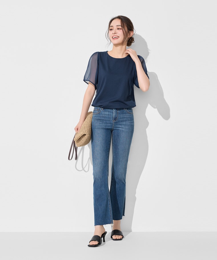 夏日精選女裝：女 · 莫代爾雪紡袖上衣,女 · 細版皮帶