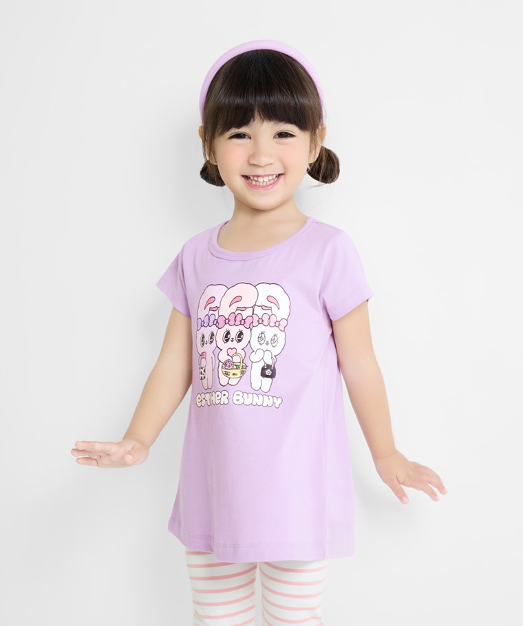 艾絲樂小兔長版印花T恤-03-童