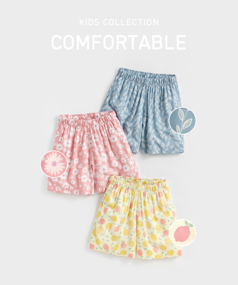 嫘縈印花短褲-童