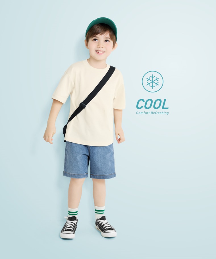 輕涼棉質寬版T恤-童