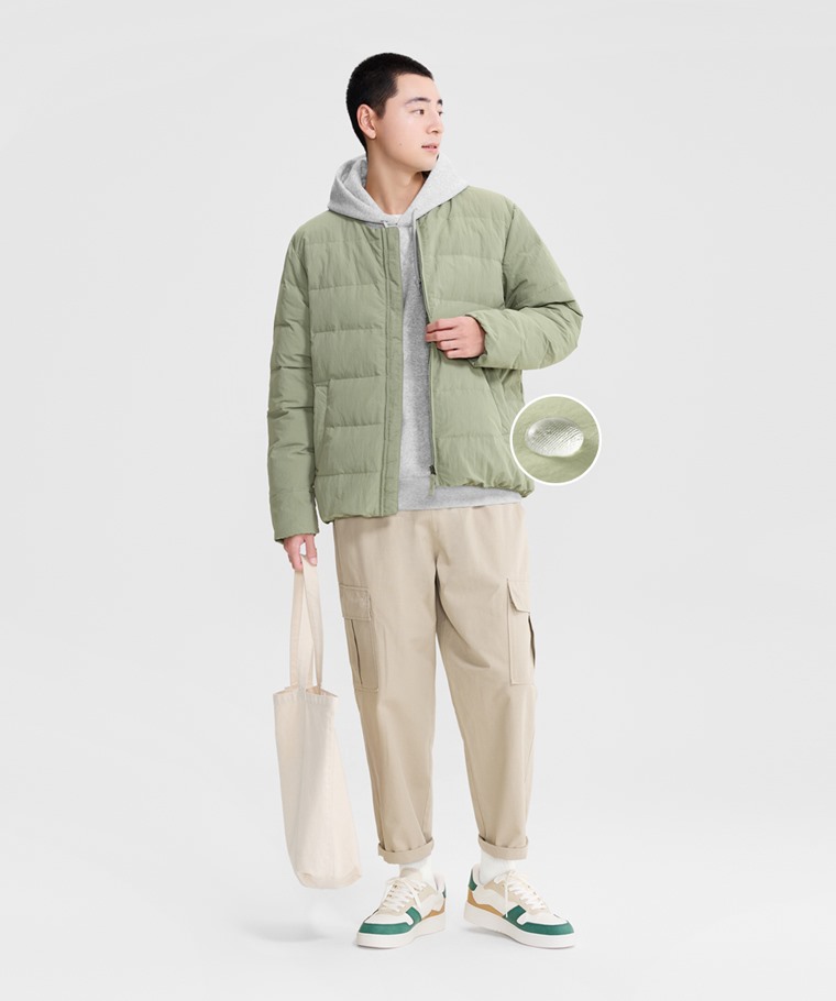 極暖羽絨無領外套-男