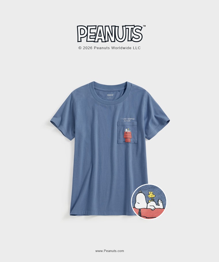 聯名系列T恤-WOMEN：女 · 史努比系列口袋印花T恤-09