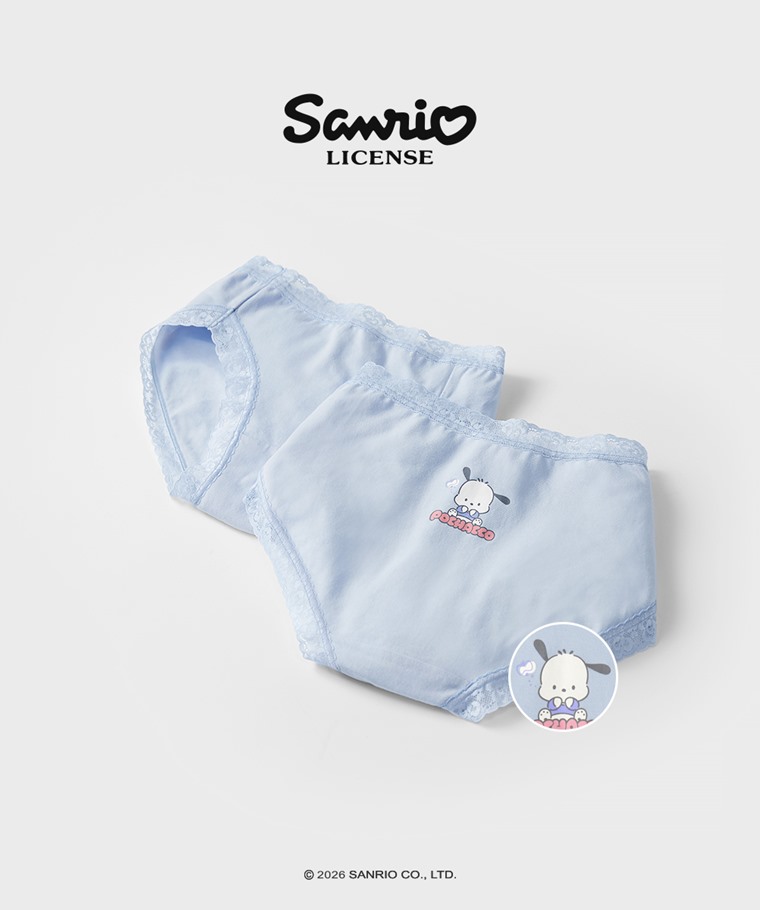 三麗鷗棉質蕾絲中腰內褲-02-女