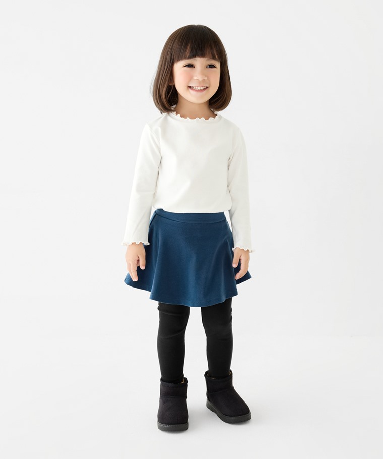 棉質羅紋假兩件內搭褲-童