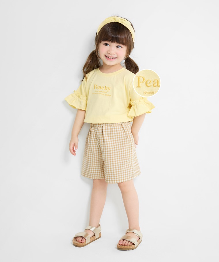 荷葉袖文字電繡上衣-童