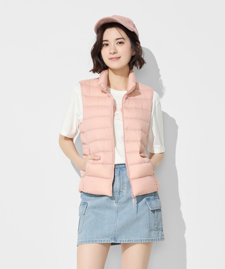 極輕羽絨立領背心-女