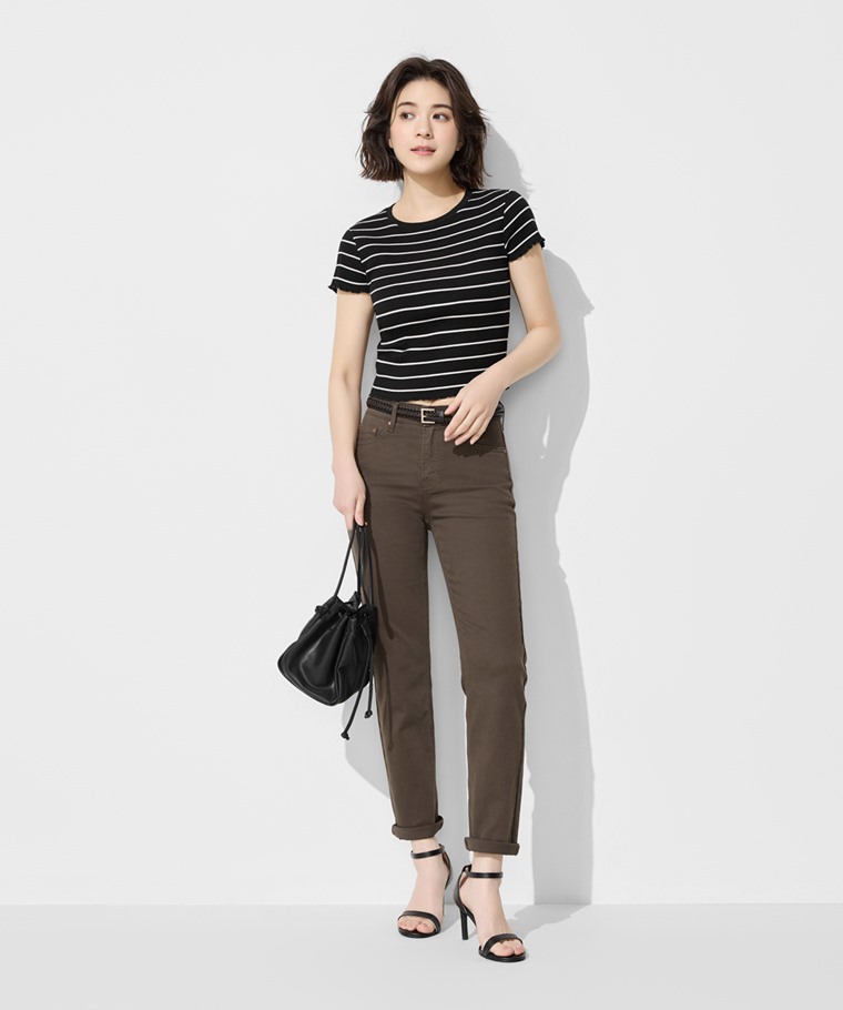 多色修身直筒九分牛仔褲-女