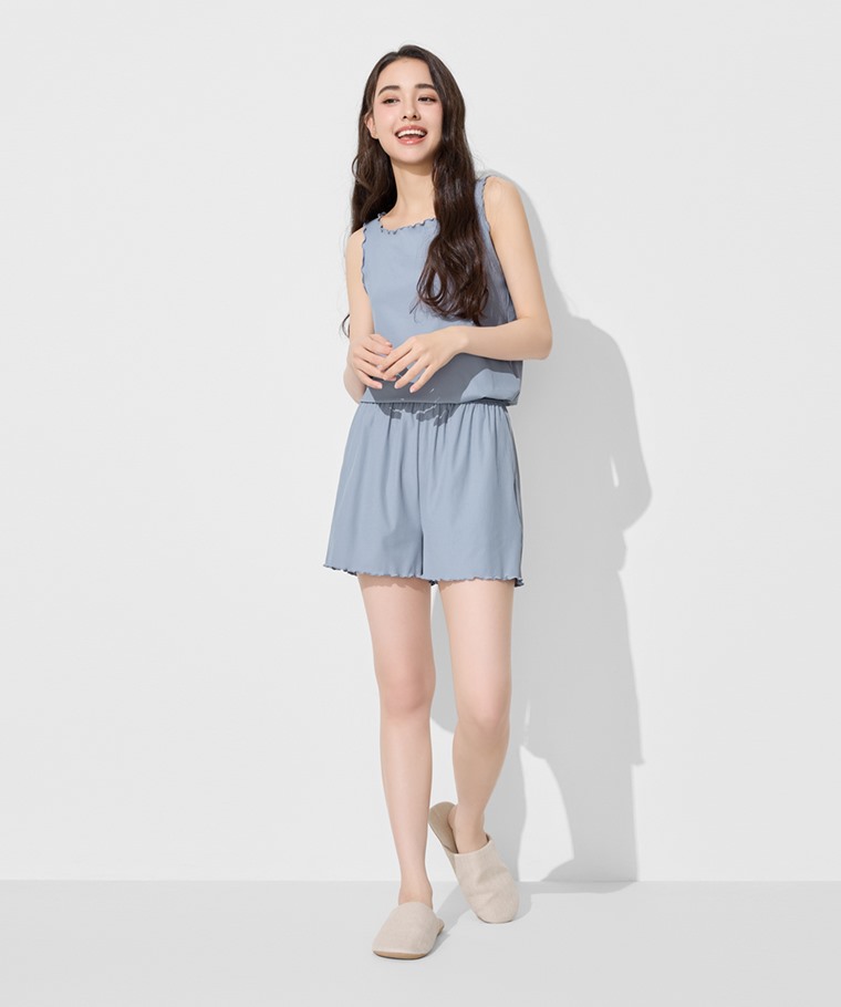 成套穿搭推薦：女 · 輕涼羅紋木耳邊背心,女 · 輕涼羅紋木耳邊短褲