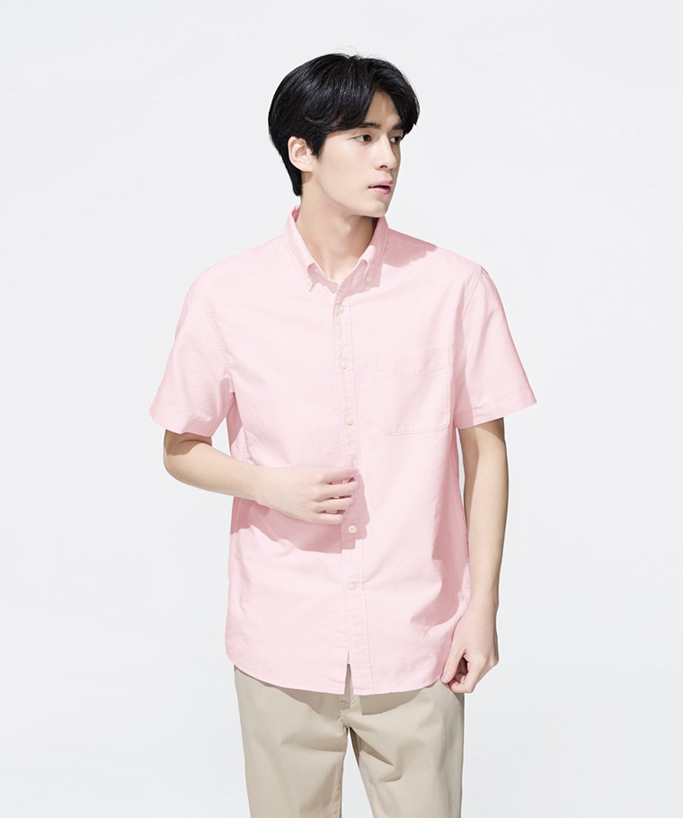 牛津短袖襯衫-男