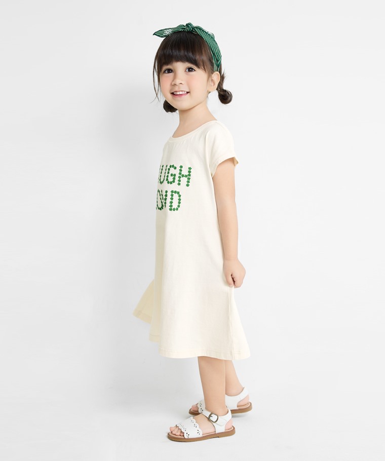 純棉文字印花洋裝-童