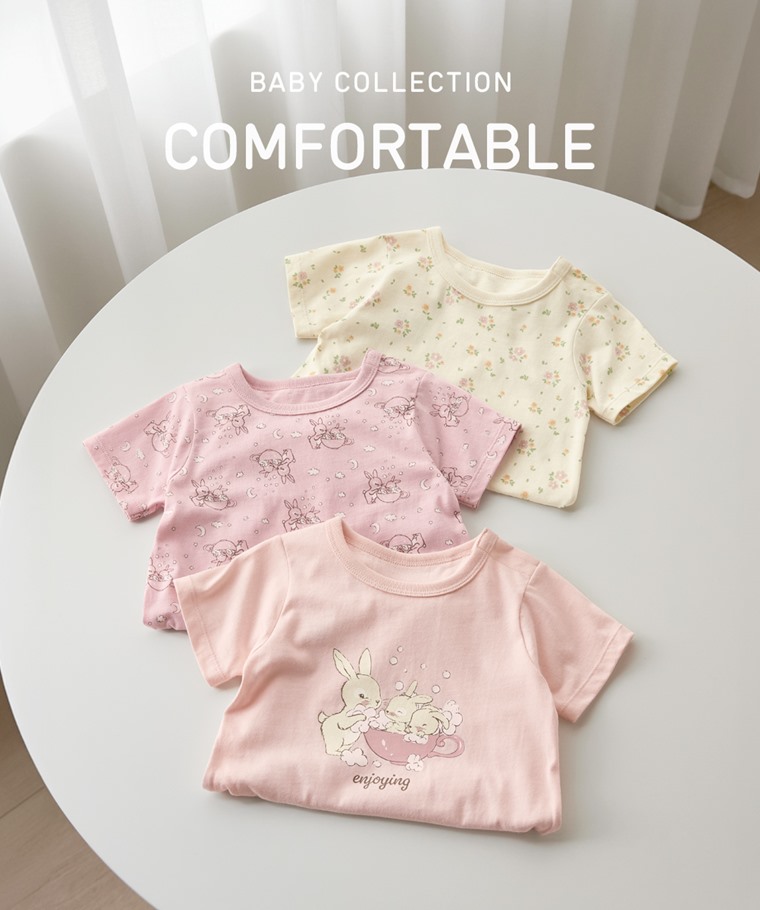 純棉碎花兔兔印花連身衣-Baby