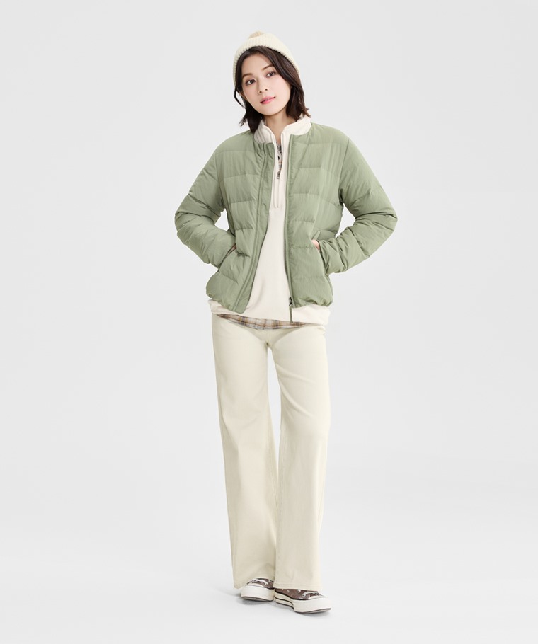 極暖羽絨無領外套-女
