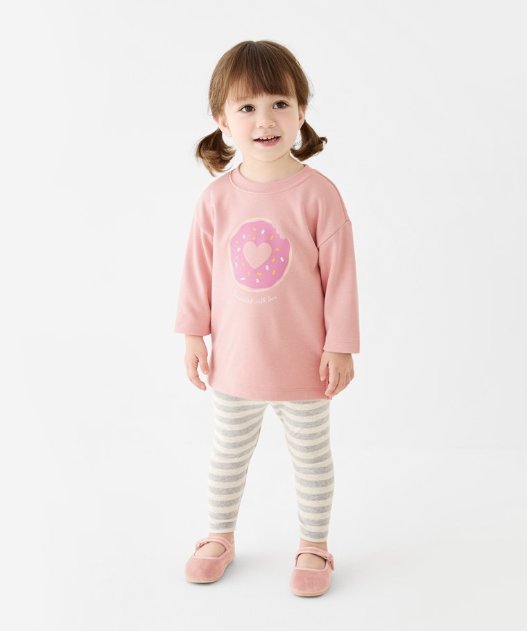 磨毛羅紋條紋內搭褲-Baby