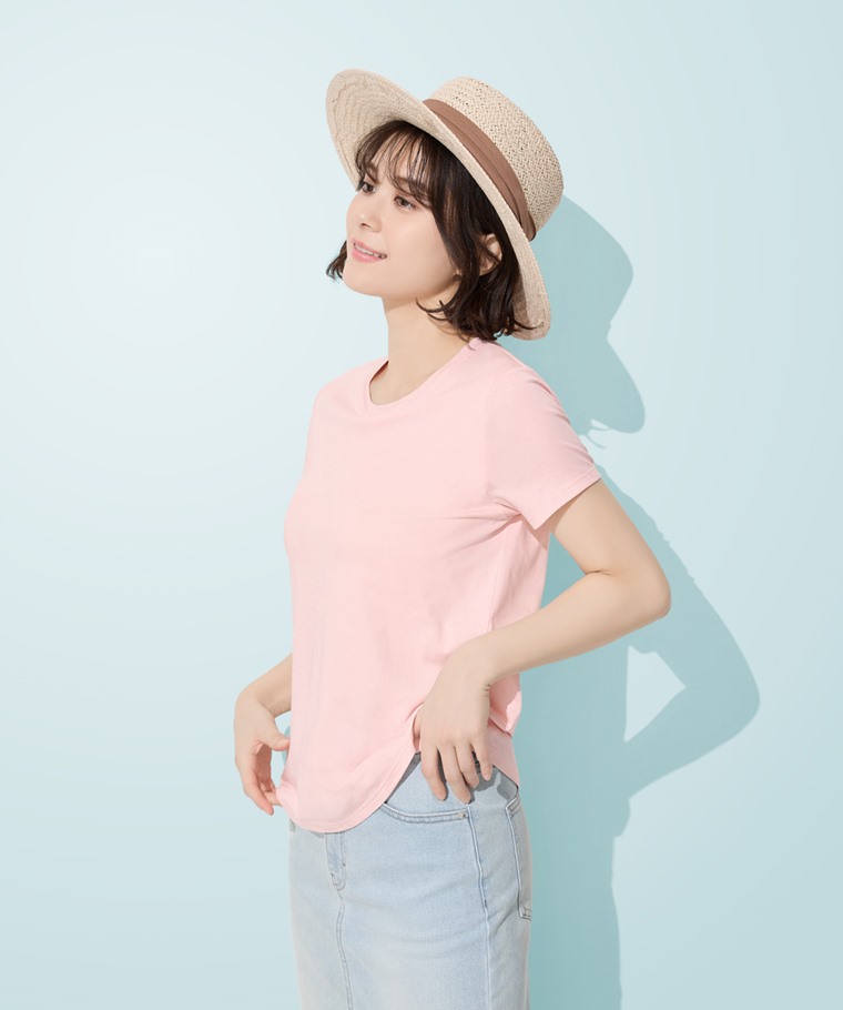 輕涼棉質Bra圓領寬襬T恤-女