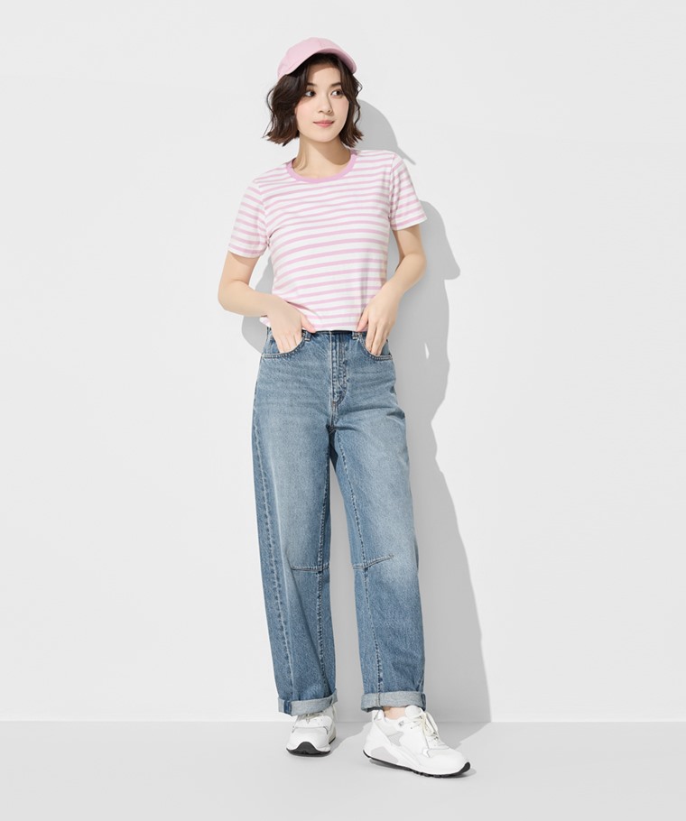 高腰錐形牛仔褲-女