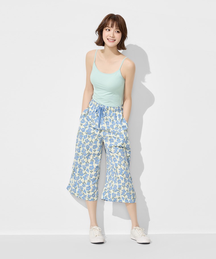 嫘縈圖騰花卉印花七分褲-女