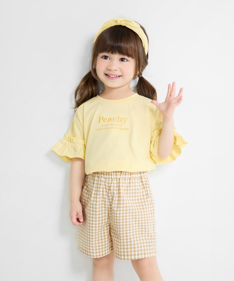 荷葉袖文字電繡上衣-童