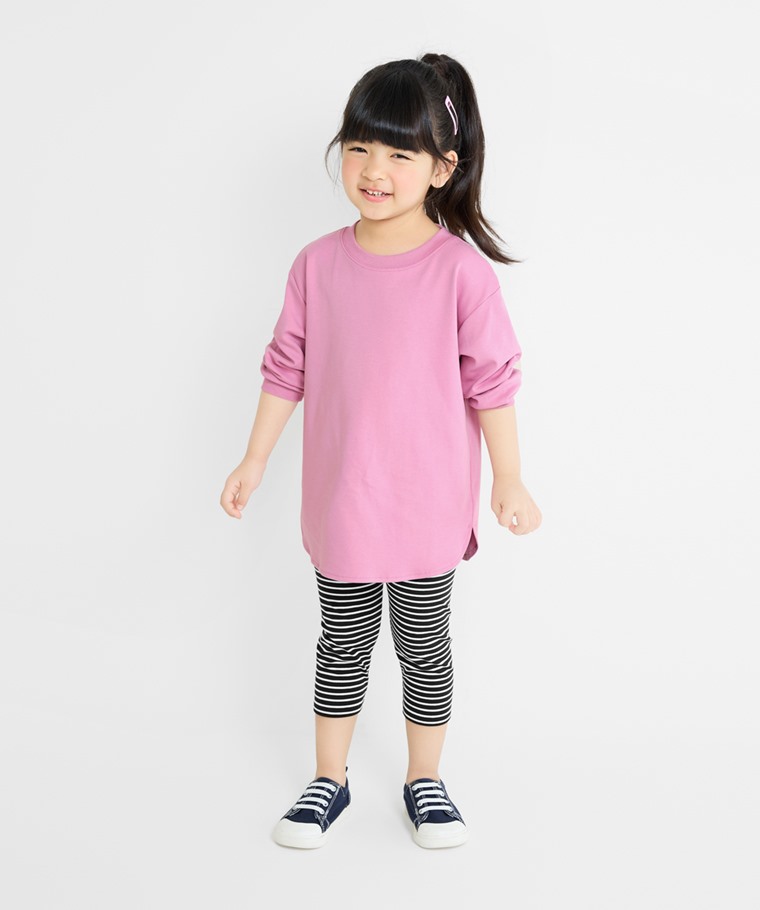 彈力條紋七分內搭褲-童