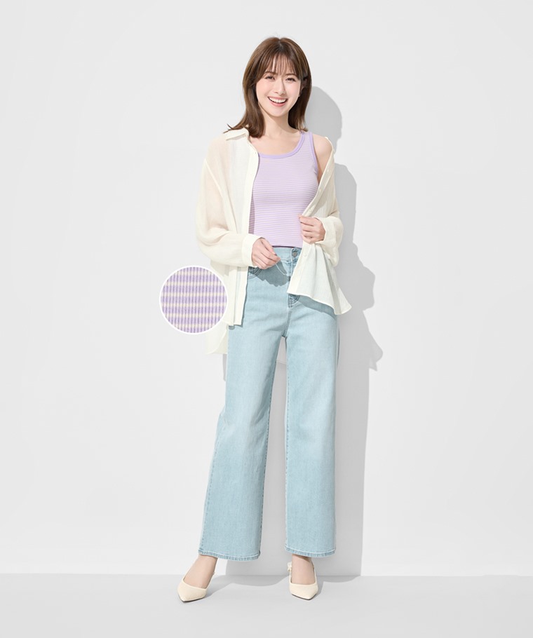 羅紋條紋背心-女