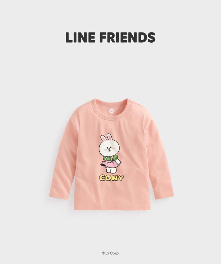 聯名系列T恤-KIDS：童 · LINE FRIENDS長袖印花T恤-03