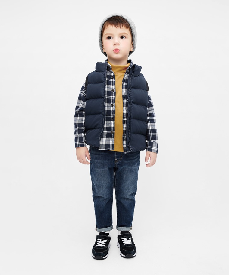 磨毛柔棉高領長袖T恤-童