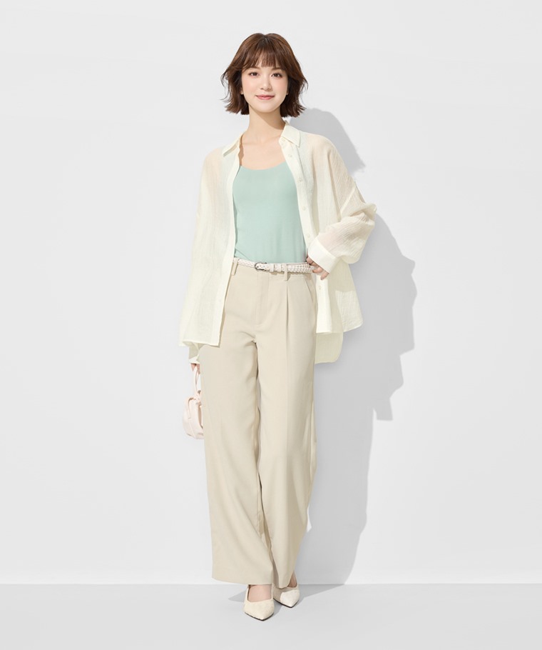 細褶紋理寬版襯衫-女