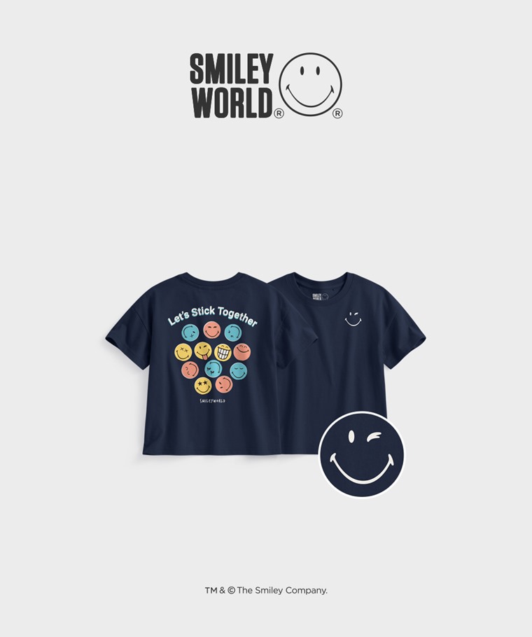 聯名系列T恤-KIDS：童 · SmileyWorld®寬版印花T恤-04