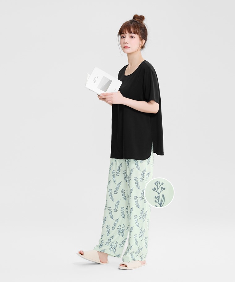 嫘縈Bra花草印花家居套裝-女