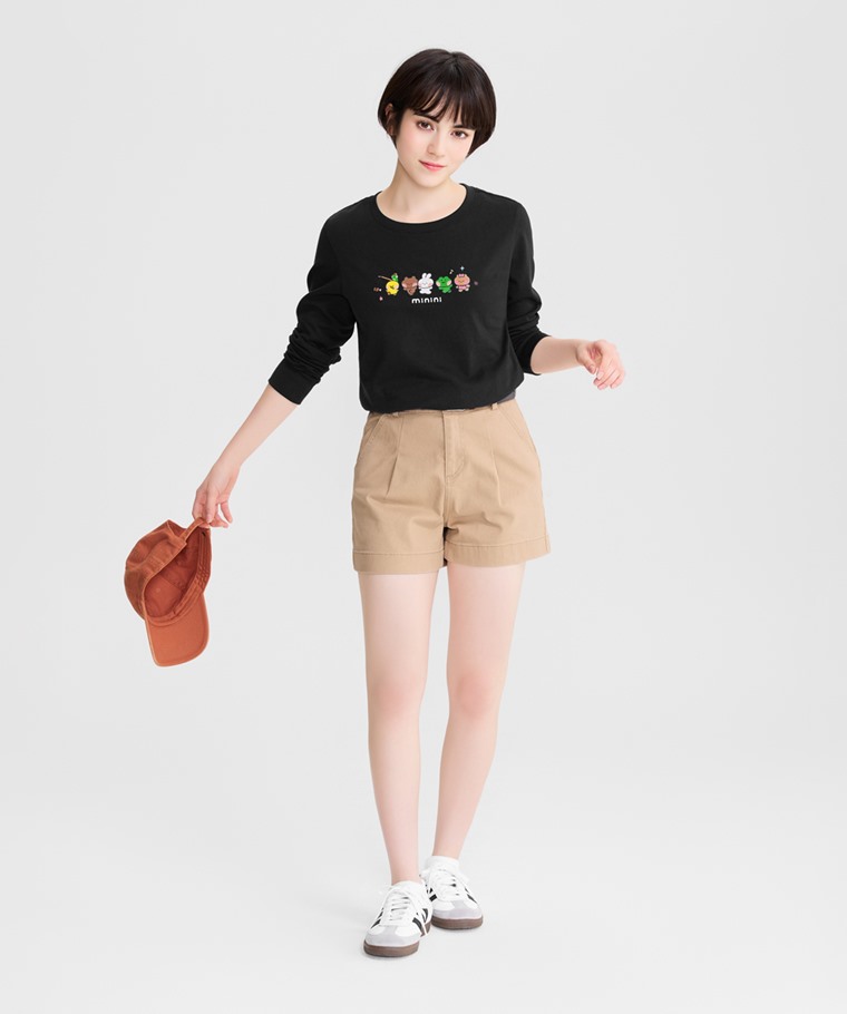LINE FRIENDS minini長袖印花T恤-01-女