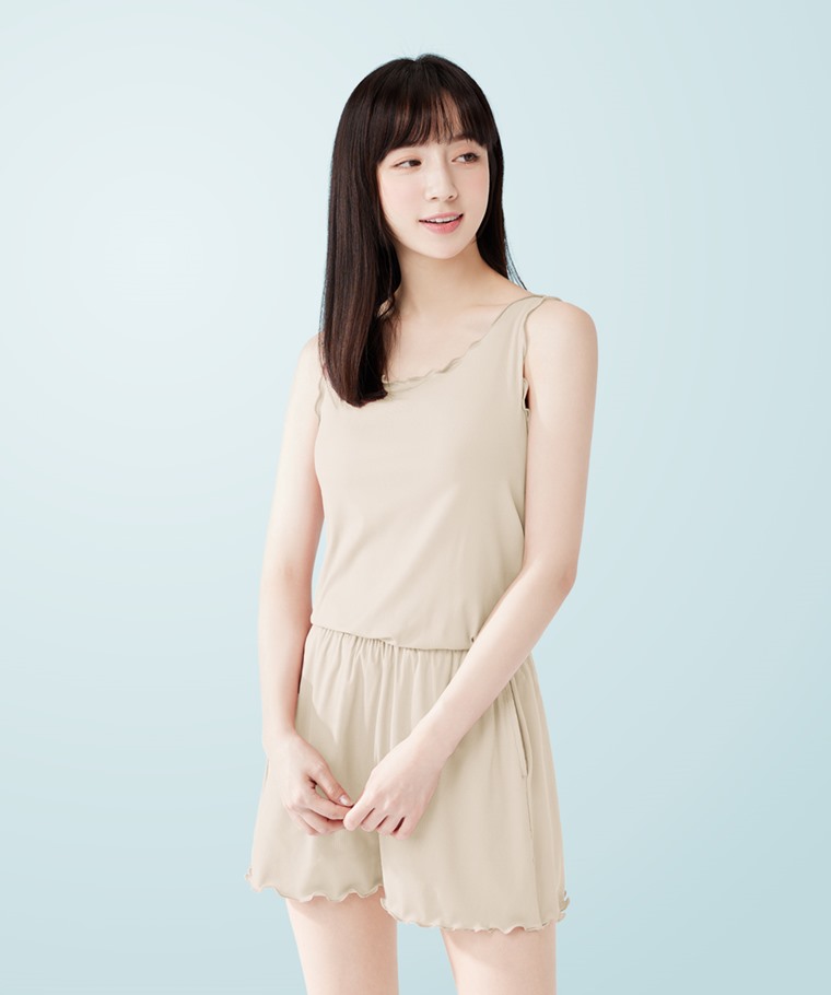 輕涼羅紋木耳邊背心-女