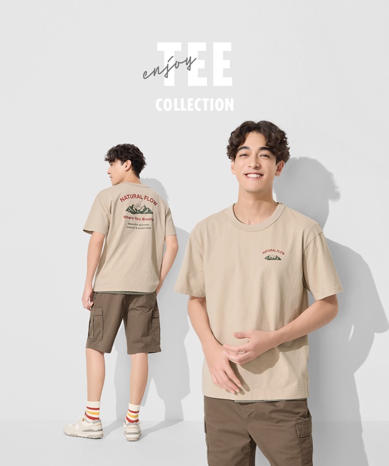 粗紡寬版文字印花T恤-03-男