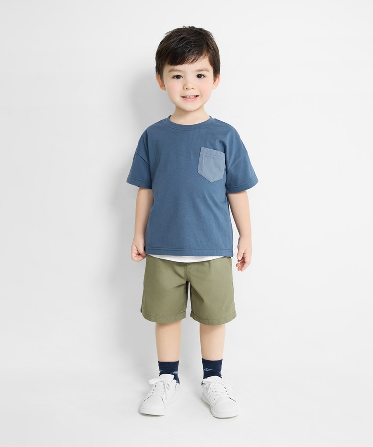 純棉寬版口袋T恤-童