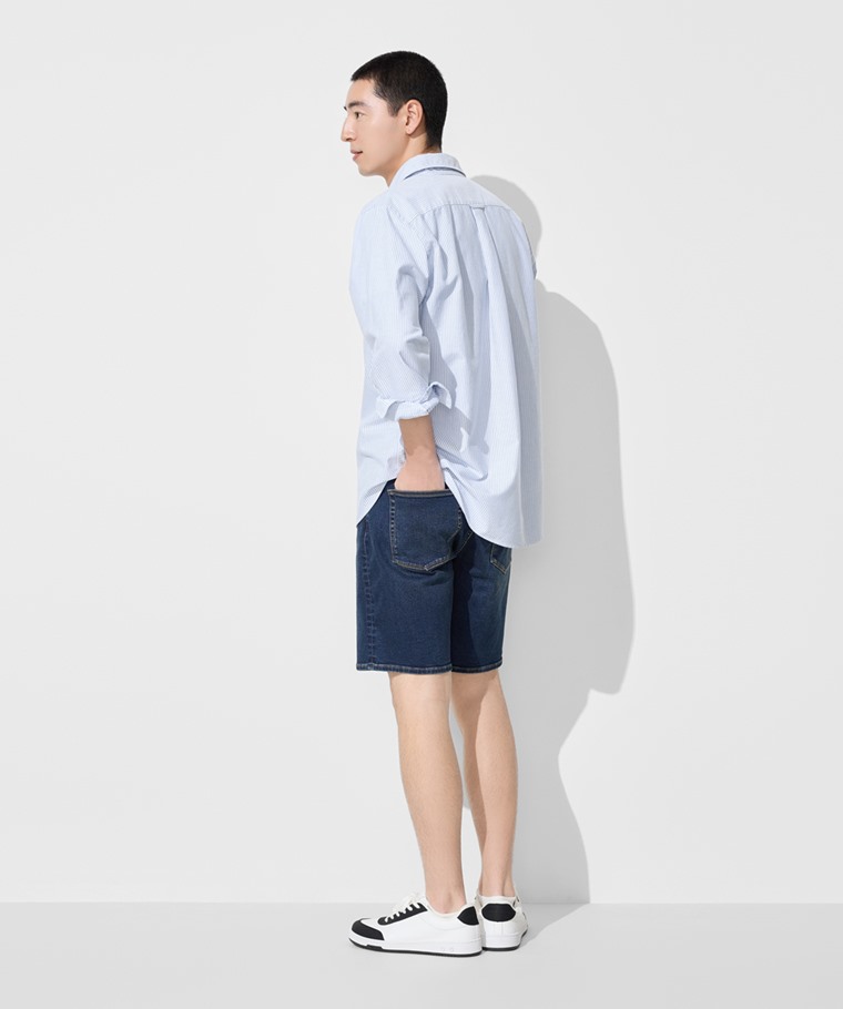 春夏男裝新品：男 · 牛仔短褲,男 · 牛津條紋長袖襯衫,男 · 素色踝襪(3入)