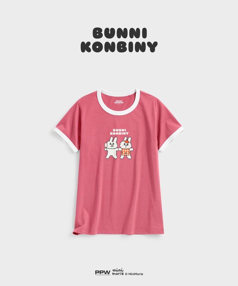 聯名系列T恤-WOMEN：女 · Bunni Konbiny羅紋配色印花T恤-04