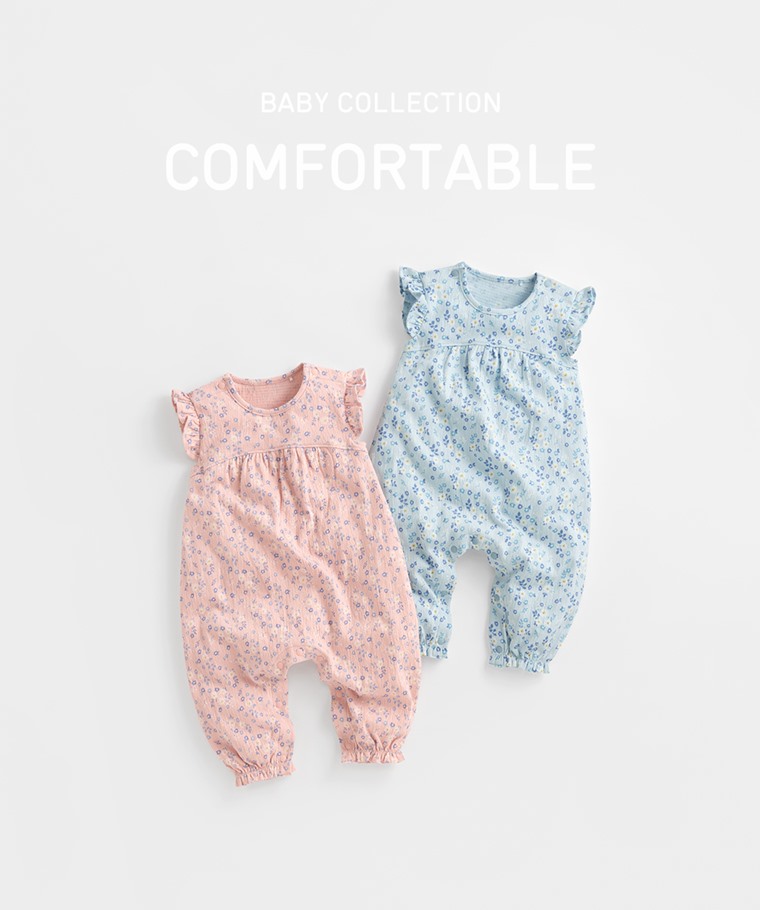 春夏嬰幼兒新品：Baby · 荷葉袖碎花連身衣