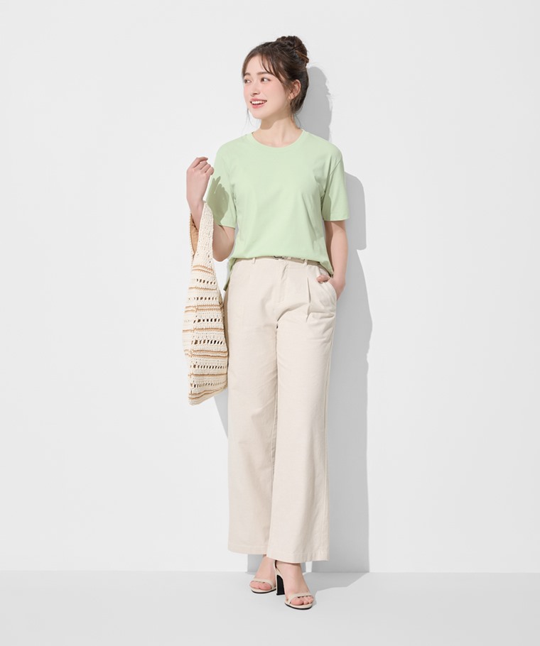 春夏女裝新品：女 · 輕涼棉質薄款寬版T恤,女 · 棉麻寬褲