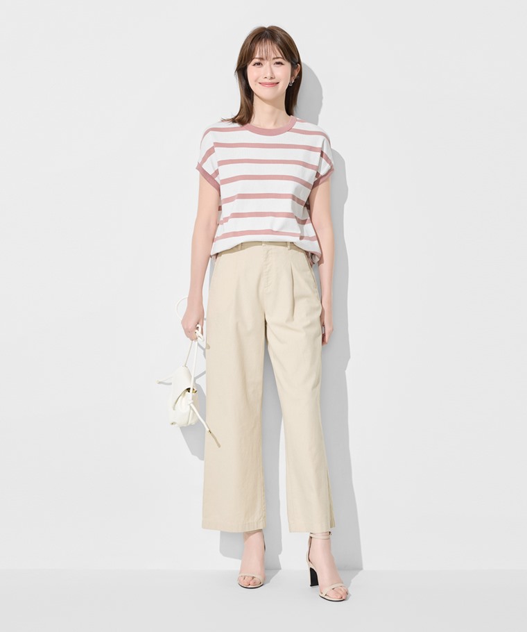 粗紡條紋連袖寬鬆上衣-女