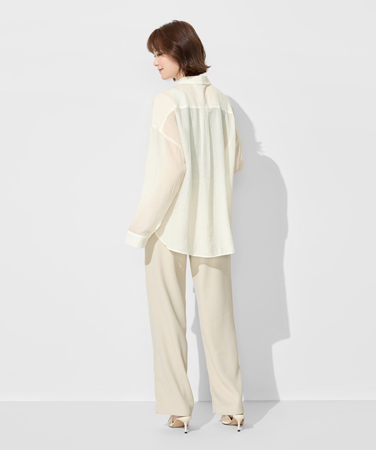 細褶紋理寬版襯衫-女