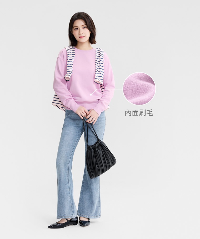 刷毛圓領衫-女